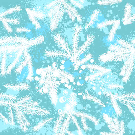 A seamless background of twigs of spruce Vector illustrationのイラスト素材