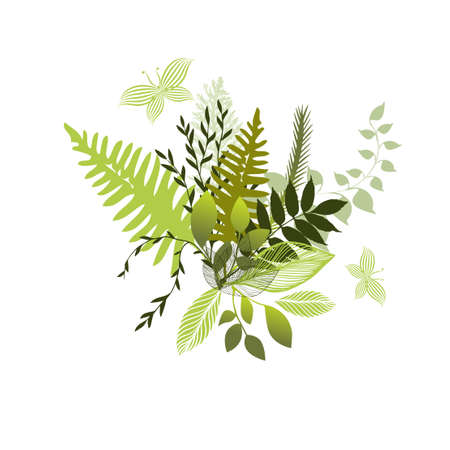 A bouquet of greenery and twigs. Vector illustrationのイラスト素材