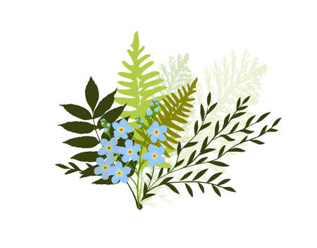 Bouquet of flowers and leaves . Vector illustrationのイラスト素材