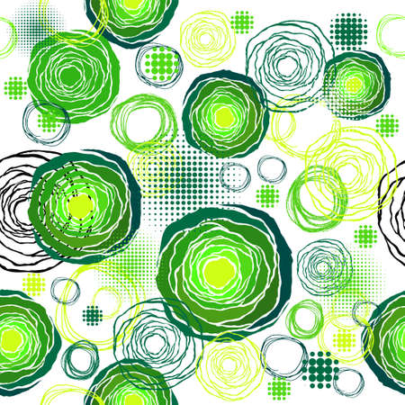 Seamless abstract background from green circles. Vector illustrationのイラスト素材