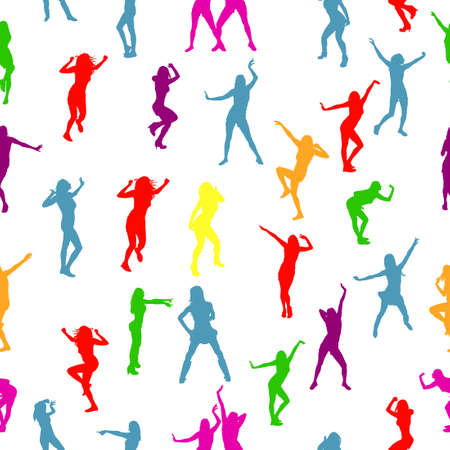 Seamless background multi-colored dancing people. Vector illustrationのイラスト素材