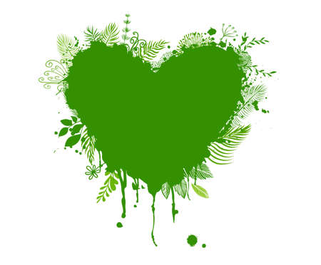A green heart of grass. Ecology protection. Caring for nature. Vector illustrationのイラスト素材