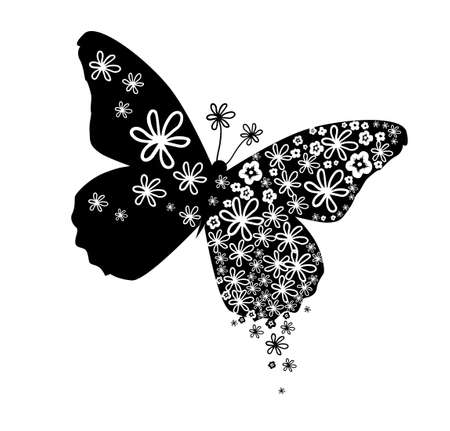 abstract butterfly logo or icon. Abstract black and white butterfly from simple flowers. Vector illustrationのイラスト素材