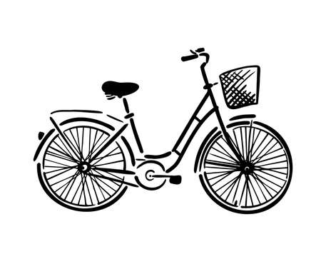 A bicycle is a monochrome simple object. Vector illustrationのイラスト素材