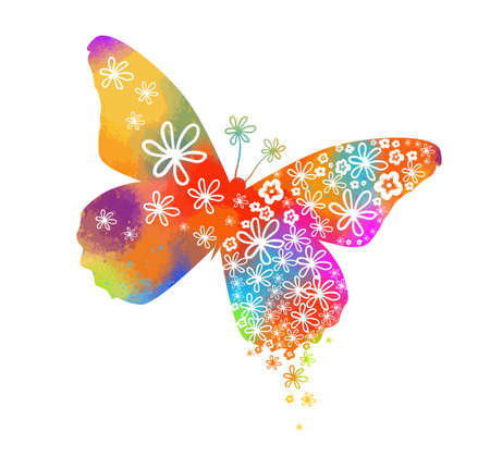 colored butterfly from flowers. Vector illustrationのイラスト素材