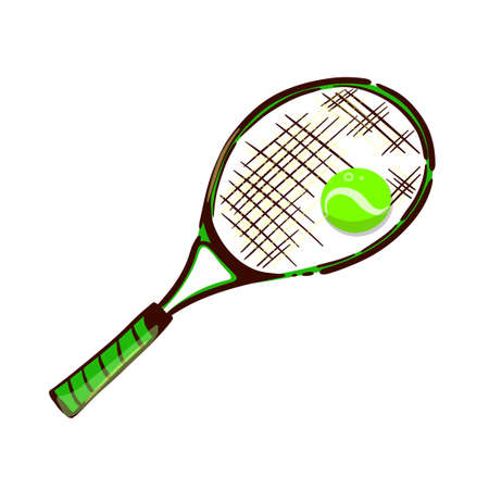 Tennis racket with a ball. Vector illustrationのイラスト素材