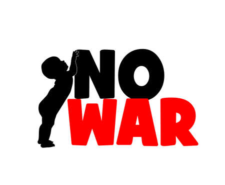Vector poster Silhouette of a small child. No war. Vector illustrationのイラスト素材