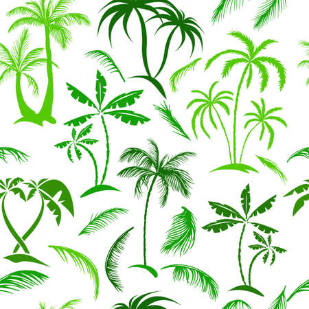 Vector seamless tropical pattern with palm tree on white background. Vector floral illustration for textile, print, wallpapers, wrapping.のイラスト素材