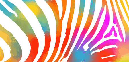 Multi colored Zebra print background. Vector illustration.のイラスト素材