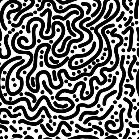 seamless pattern lines and dots monochrome. Vector illustrationのイラスト素材