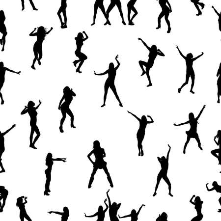 Seamless background monochrome dancing people. Vector illustrationのイラスト素材
