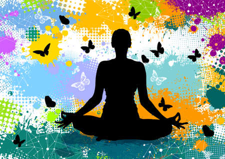 yoga. lotus position silhouette. Vector illustrationのイラスト素材