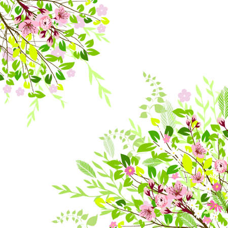 Background with spring sakura flowers. Vector illustrationのイラスト素材