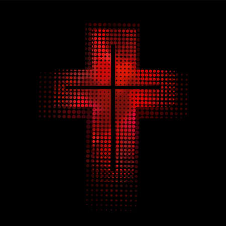 Church of Jesus Christ. Red cross from dots. Vector illustration.のイラスト素材