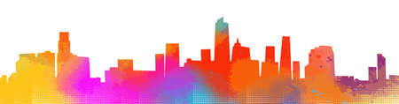 Colorful city. Silhouette vector illustrationのイラスト素材