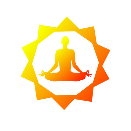 Creative Sun Logo Design Template. Logo sun and yoga. Vector illustration.のイラスト素材