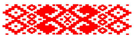 Red stylized folk Slavic patterns. Belarusian flag pattern. Seamless folk pattern. Vector...