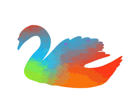 Beautiful multicolored abstract silhouette of a swan. Vector illustrationのイラスト素材