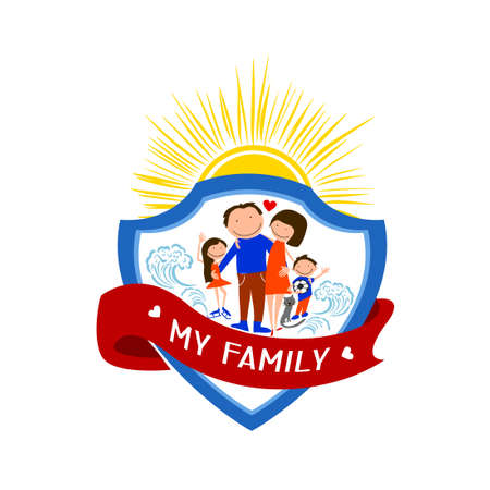 Family - template logo design. Vector illustration sign. Family emblem.のイラスト素材