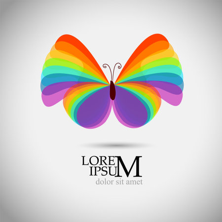 Rainbow butterfly logo. simple vector illustrationのイラスト素材