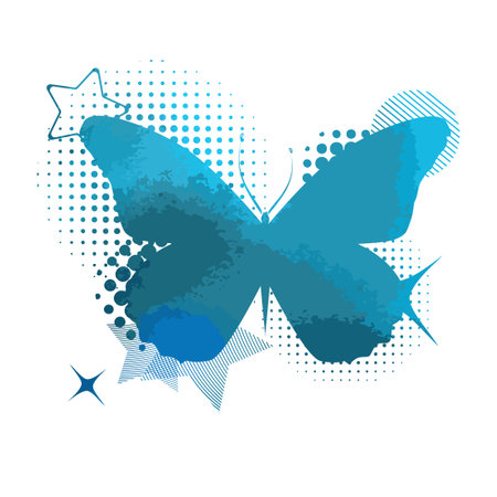 Butterfly isolated. Light blue watercolor abstract butterfly. Vector illustrationのイラスト素材