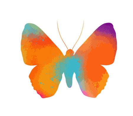 Multicolored butterfly silhouette object. Vector illustrationのイラスト素材