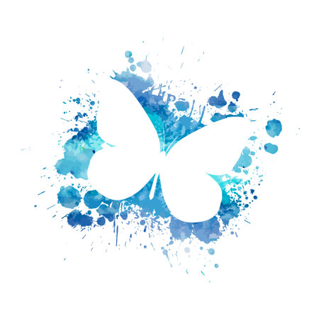 Blue blob and butterfly. Vector illustration. Abstract grunge decoration. Vector illustration.のイラスト素材