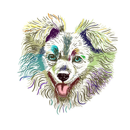 Dog face is cute. Sketch line multicolored. Vector illustrationのイラスト素材