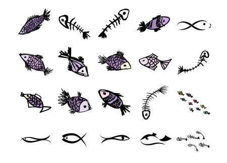 A set of simple fish. Vector illustration
