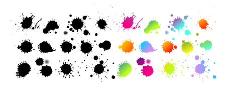 Set of abstract stains, blots, splashes and smudges. Multicolored blots. Vector graphics illustrationのイラスト素材