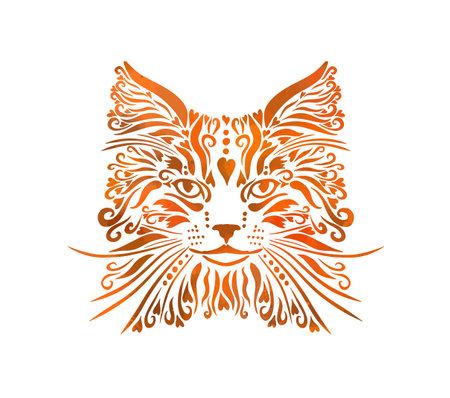 Red cat face. T-shirt print. Vector illustrationのイラスト素材
