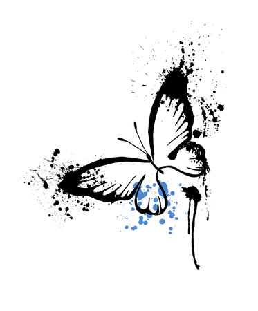 Blob and butterfly. Vector illustration. Abstract grunge decoration. Vector illustration.のイラスト素材