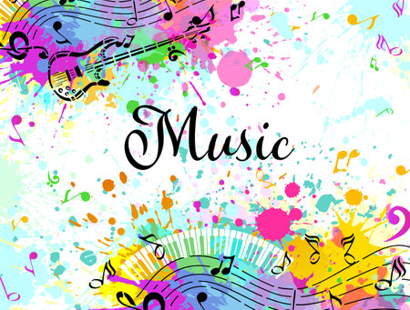 Music and snowflakes abstraction. Christmas Concer background . Vector illustrationのイラスト素材