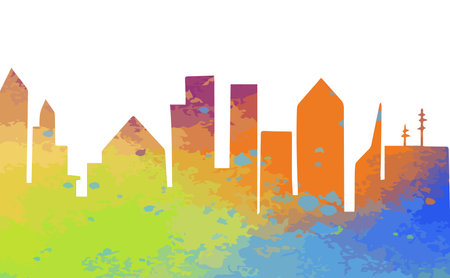 Colored town. Abstract city line. Vector illustrationのイラスト素材