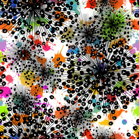 Seamless pattern graphic circles with colorful splashes. Vector illustrationのイラスト素材