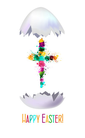Egg and cross. Happy easter. Vector illustrationのイラスト素材