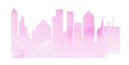 City line watercolor. Vector illustrationのイラスト素材