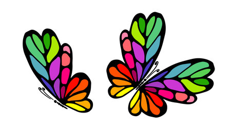 Rainbow butterfly object. Vector illustrationのイラスト素材