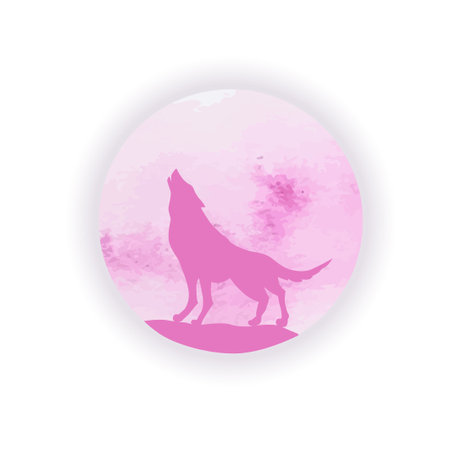 Wolf and moon abstract. Vector illustrationのイラスト素材
