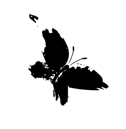 Butterfly from black strokes of paint. Vector illustrationのイラスト素材