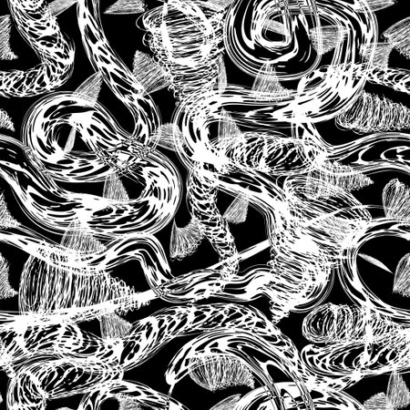 Vector seamless pattern with ink brush strokes.のイラスト素材