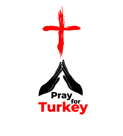 Pray For Turkey vector illustration. Hands are praying.のイラスト素材