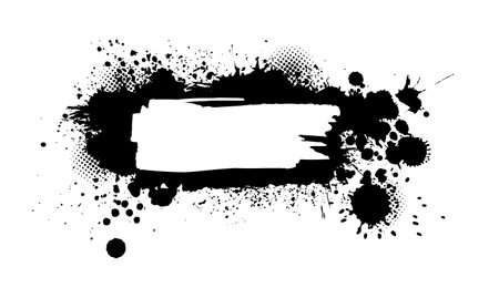 Black blob object on White Background. Frame for text with a brush. Vector illustrationのイラスト素材