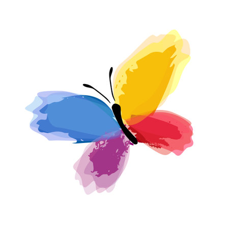 Beautiful colorful butterfly. Butterfly with strokes of paint. Vector illustrationのイラスト素材