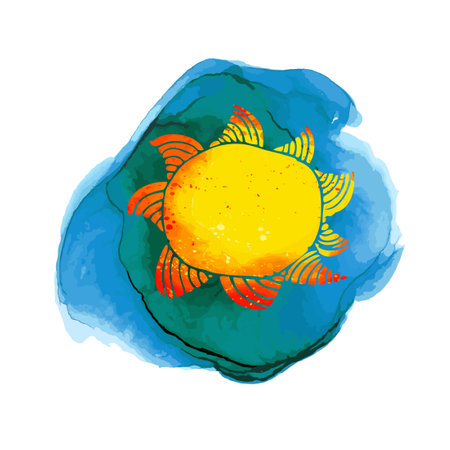 Abstract sun on cloud watercolor. Vector illustrationのイラスト素材