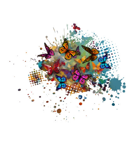 Abstraction of a butterfly and a blot. preliminary illustrationのイラスト素材