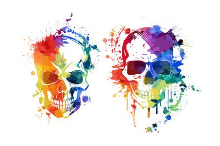 Skull Watercolor T shirt Graphic Design . Vector illustrationのイラスト素材