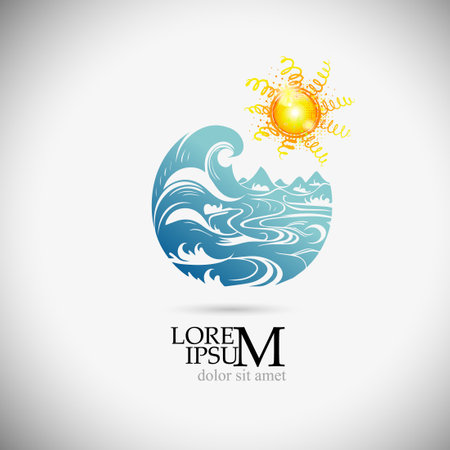 Logo sea and sun object. Vector illustrationのイラスト素材