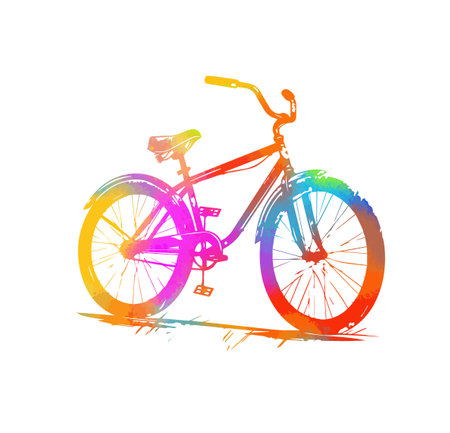 Bicycle multicolored watercolor. Vector illustrationのイラスト素材