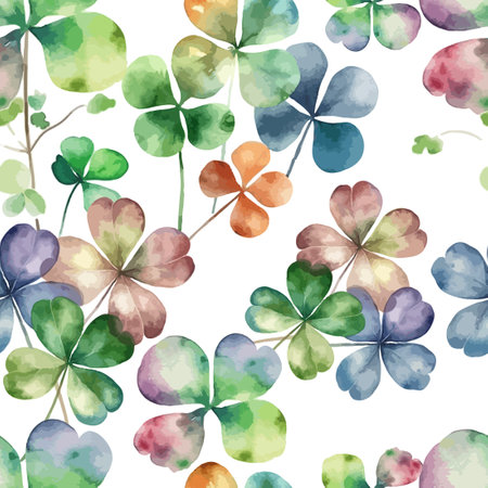 Clover watercolor background. Seamless pattern. Vector illustrationのイラスト素材